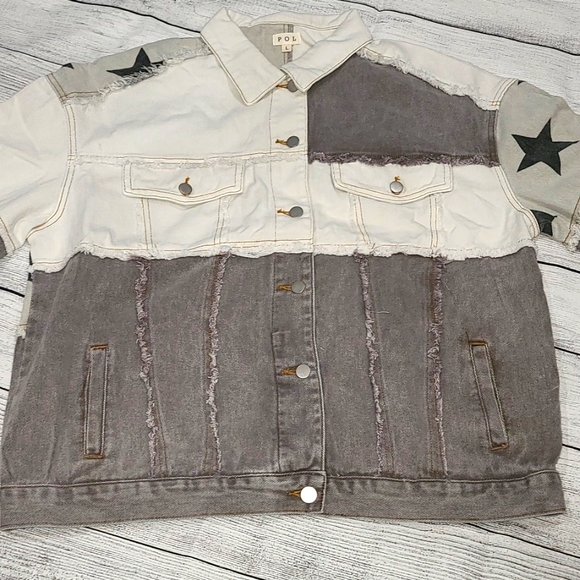 POL-Grey Denim Oversized Fit Star Jean Jacket - Picture 2 of 5